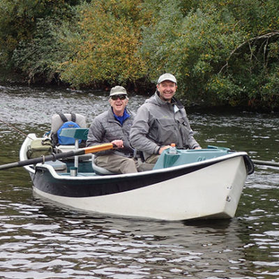 Ted Leeson and Willard Greenwood fly fishing for cutthroat trout on a coastal Oregon river in October, 2017.